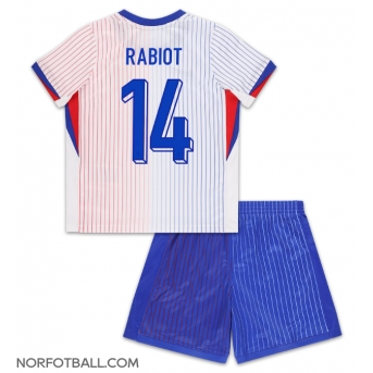 Billige Fotballdrakt Frankrike Adrien Rabiot #14 Replika Bortedraktsett Barn EM 2024 Kortermet (med bukser)